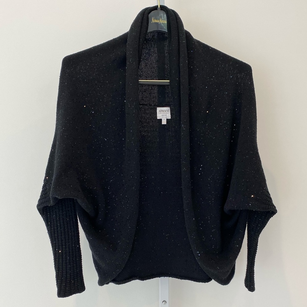 ARMANI COLLEZIONI BLACK SEQUIN EMBELLISHED CARDIGAN 6 NWOTS!